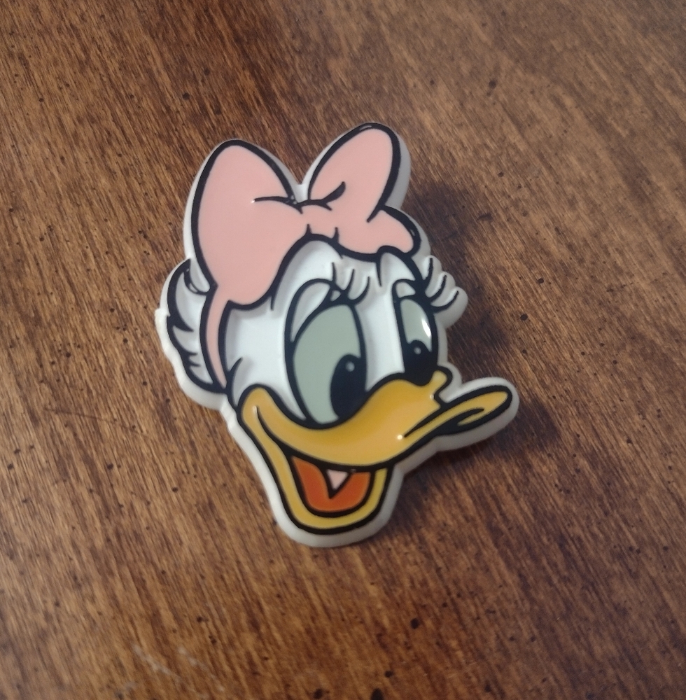 Vintage Daisy Duck Character Pin with Pink Bow